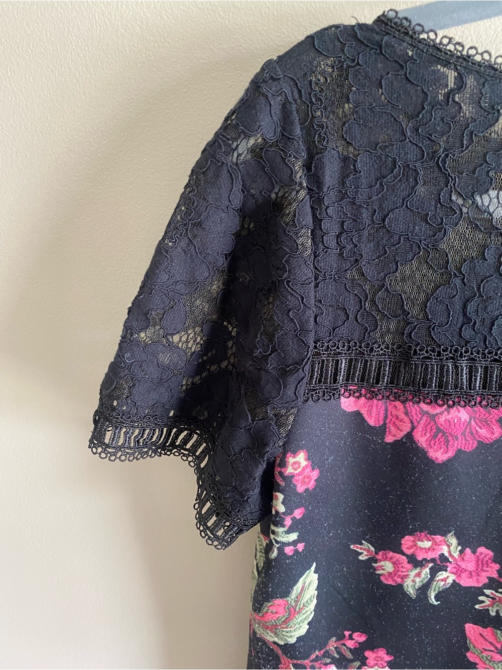 Tadashi Shoji Black Lace Midi Dress with Pink Floral Embroidery - Picture 12 of 13